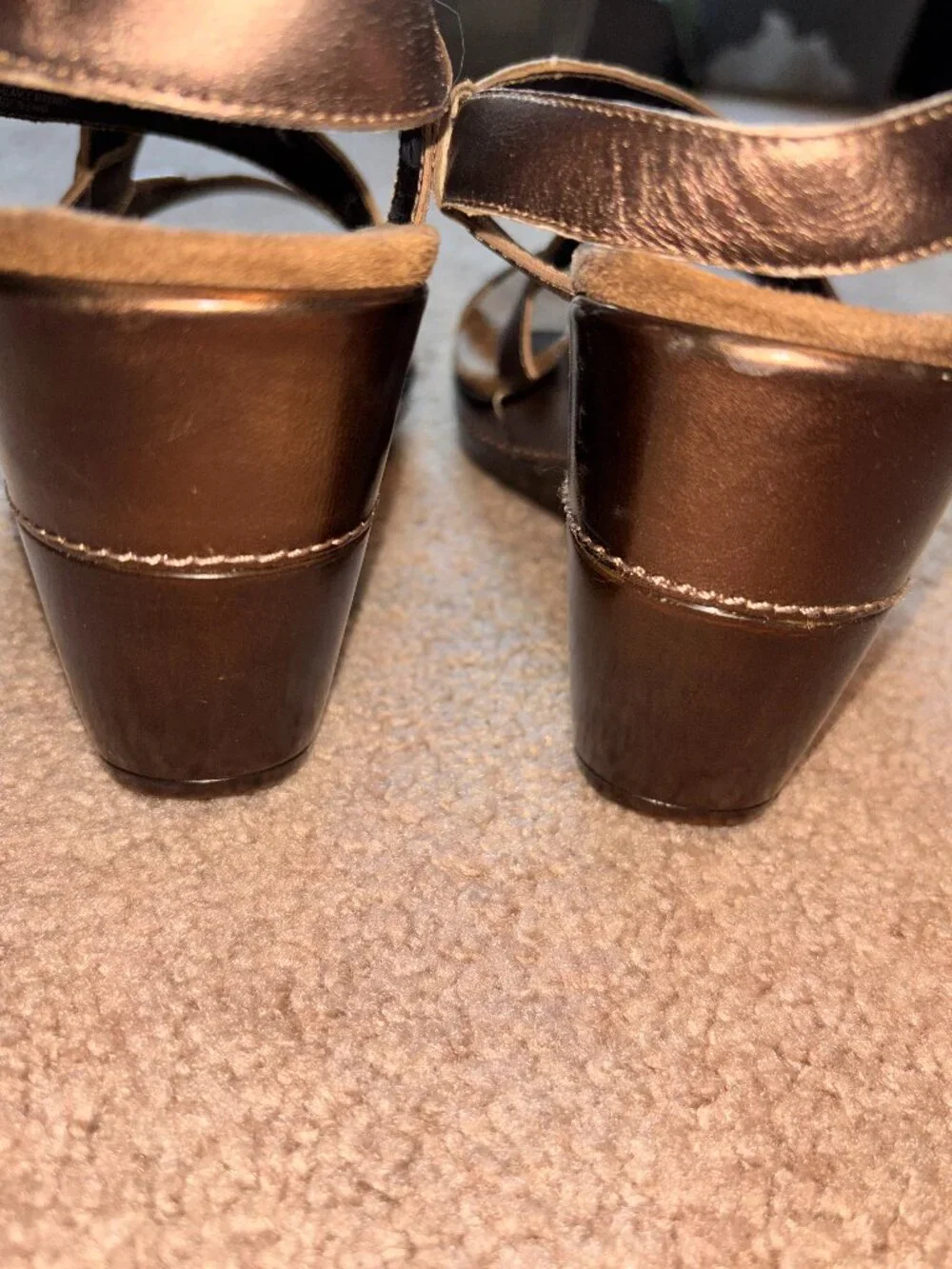 Aerosoles Bronze Leather Strappy Wedge Sandals 9